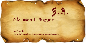 Zámbori Megyer névjegykártya